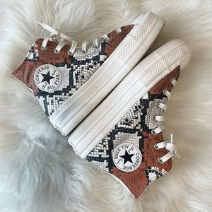 Converse Chuck Taylor All Star Platform Hi-Top Snakeskin Sneakers